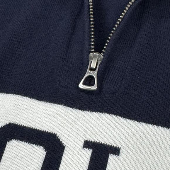 Polo Ralph Lauren Mens 1/4 Zip Sweater USA Flag Colorblock Spellout Sz L PREPPY - Picture 9 of 12